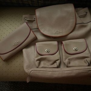 Coach Pebble Leather Backpack style Purse and wallet